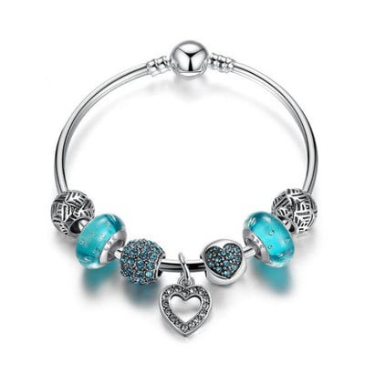 Blue Love Heart Charm Bangle Set - £6.99 was £21.99