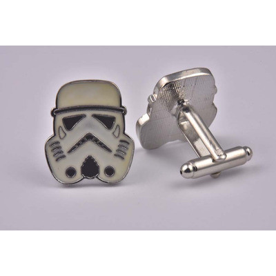 Star Wars Storm Trooper White Cufflinks - High Quality Alloy with Silver Coating