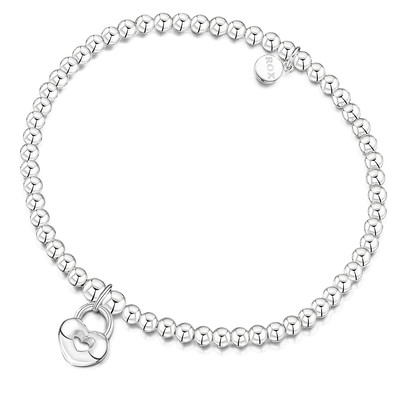ROX Silver Heart Padlock Bracelet - £49