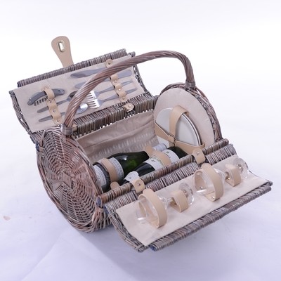 New - 2 Person Barrel Fitted Wicker Picnic Basket £48.50